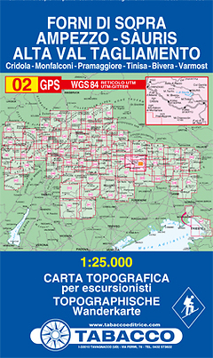 Tabacco - 002 Forni di Sopra/Ampezzo/Sauris/Alta Val Tagliamento, 1:25000